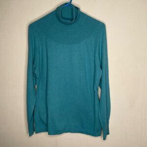 Vintage Woolrich Sweater Womens‎ Large Teal Turquoise  Fair Isle Turtleneck Cowl